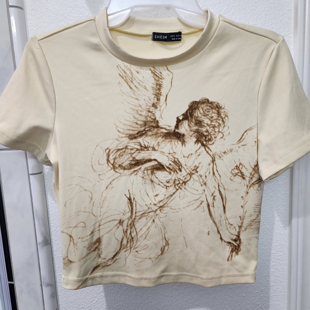 Angel graphic crop top